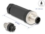 DeLOCK M12 Steckverbinder A-kodiert 3 Pin Stecker zur Montage mit Schraubanschluss