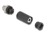 DeLOCK M12 Steckverbinder A-kodiert 3 Pin Stecker zur Montage mit Schraubanschluss