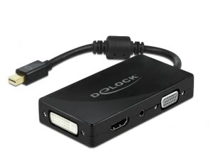 DeLOCK Mini DisplayPort 1.2 Adapter zu VGA / HDMI / DVI / Audio Buchse 4K Passiv schwarz