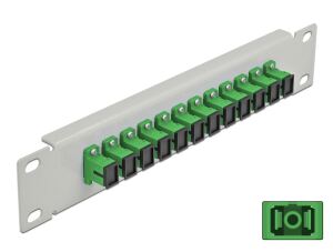 DELOCK 10" LWL Patchpanel 12 Port SC Simplex grün 1 HE grau