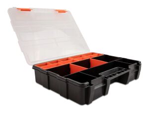 DeLOCK Sortimentsbox mit 21 Fächern 290 x 220 x 60 mm orange / schwarz