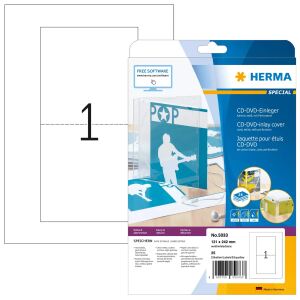 HERMA CD-Einleger für Slimcase A4 121x242 mm weiß Karton perforiert nicht klebend 25 St.