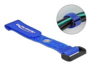 DeLOCK Klett-Kabelbinder mit Schlaufe und Befestigungsöse L 150 x B 20 mm blau 5 Stück