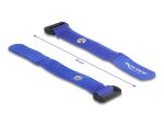 DeLOCK Klett-Kabelbinder mit Schlaufe und Befestigungsöse L 150 x B 20 mm blau 5 Stück