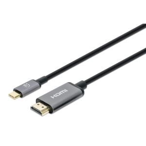 Manhattan 153607 Videokabel-Adapter 2 m HDMI Typ A (Standard) USB Typ-C Schwarz, Silber