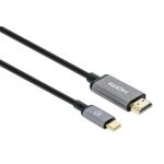Manhattan 153607 Videokabel-Adapter 2 m HDMI Typ A (Standard) USB Typ-C Schwarz, Silber