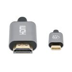 Manhattan 153607 Videokabel-Adapter 2 m HDMI Typ A (Standard) USB Typ-C Schwarz, Silber