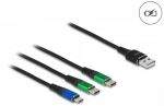 DeLOCK USB Ladekabel 3 in 1 Typ-A zu Micro USB / 2 x USB Type-C 1 m