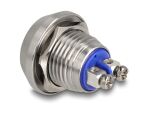 DELOCK Drucktaster zum Einbau 12 mm 2 x Schraubklemme blau