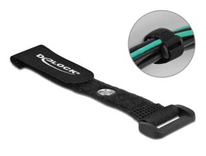 DeLOCK Klett-Kabelbinder mit Schlaufe und Befestigungsöse L 150 x B 20 mm schwarz 5 Stück