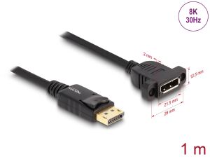 DeLOCK DisplayPort 1.4 Kabel 8K 30 Hz Stecker zu Buchse 1 m zum Einbau schwarz