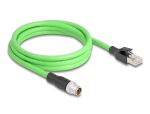 DELOCK M12 Kabel X-kodiert 8 Pin St. zu RJ45 St.PUR(TPU) 2 m