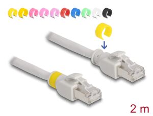 DELOCK NWK RJ45 Cat.6A S/FTP mit farbigen Clips 2 m