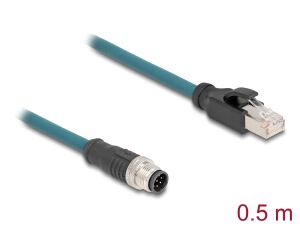 DELOCK M12 Adapterkabel A-kodiert 8 Pin ST zu RJ45,ST 50 cm