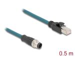 DELOCK M12 Adapterkabel A-kodiert 8 Pin ST zu RJ45,ST 50 cm