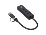 Conceptronic DONN07BA USB zu Gigabit-Netzwerkadapter mit 3-Port-USB-Hub, USB-A x 3, Wake-on-LAN, 2-in-1 USB-C USB-A Cable