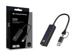 Conceptronic DONN07BA USB zu Gigabit-Netzwerkadapter mit 3-Port-USB-Hub, USB-A x 3, Wake-on-LAN, 2-in-1 USB-C USB-A Cable