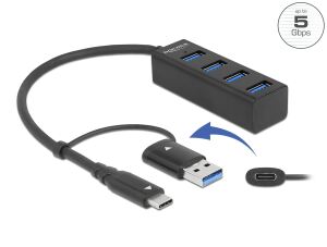 DELOCK 4 Port USB 3.2 Gen 1 Hub mit USB-C oder USB-A