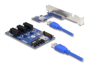 DeLOCK Riser Karte PCI Express x1 zu 3 x PCIe x1 mit 50 cm USB Kabel