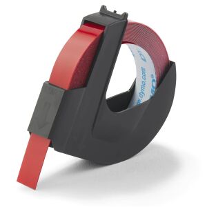DYMO Original Prägeband | 3D weiß auf rot | 9 mm x 3 m | selbstklebendes Kunststoff Etikettenband | für Junior & Omega Beschriftungsgerät | 1 Stück