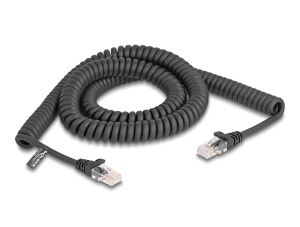 DeLOCK RJ45 Spiralkabel Stecker zu Stecker Cat.5e 3 m schwarz