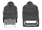 Manhattan Hi-Speed USB 2.0 Verlängerungskabel, USB 2.0, Typ A Stecker - Typ A Buchse, 480 Mbps, 1 m, Schwarz