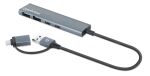 Manhattan 181075 Schnittstellen-Hub USB 3.2 Gen 1 (3.1 Gen 1) Type-A + Type-C 5000 Mbit/s Grau