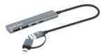 Manhattan 181075 Schnittstellen-Hub USB 3.2 Gen 1 (3.1 Gen 1) Type-A + Type-C 5000 Mbit/s Grau