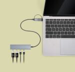 Manhattan 181075 Schnittstellen-Hub USB 3.2 Gen 1 (3.1 Gen 1) Type-A + Type-C 5000 Mbit/s Grau