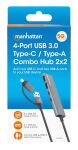 Manhattan 181075 Schnittstellen-Hub USB 3.2 Gen 1 (3.1 Gen 1) Type-A + Type-C 5000 Mbit/s Grau