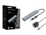 Conceptronic HUBBIES20GP 7-Port USB 3.2 Gen 1 Hub mit Netzteil, 5Gbps, USB-C x 3, USB-A x 4