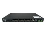 LevelOne 28-Port Managed Gigabit Industrial Glasfaser Switch der L2-Plus-Klasse mit 16 SFP-Anschlüssen für 1 Gigabit/s, Ist kompatibel mit 8 x Gigabit SFP/RJ45 Combo und 4 x 1/2.5GbE SFP, Redundantes Netzteil, -40°C bis 80°C