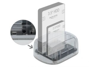 DeLOCK USB Type-C Dockingstation für 2 x SATA HDD / SSD transparent