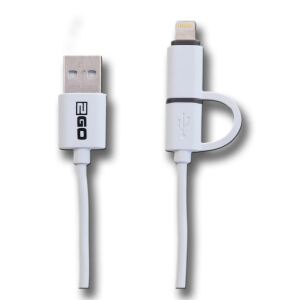 2GO 795637 USB Kabel 1 m USB A Micro-USB B/Lightning Weiß