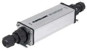 Intellinet Outdoor Gigabit High-Power PoE+ Extender, IEEE 802.3at/af Power over Ethernet (PoE+/PoE), verlängert die Reichweite einer PoE-Verbindung um zusätzliche 100 Meter, Metall, IP65