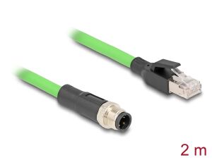 DELOCK M12 Kabel D-kodiert 4 Pin St. zu RJ45 St. PUR(TPU) 2m
