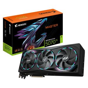GIGABYTE AORUS GeForce RTX 5070 Ti MASTER 16G Grafikkarte - 16GB GDDR7, 256 Bit, PCI-E 5.0, 2670 MHz Core Clock, 3 x DP 2.1a, 1 x HDMI 2.1b, NVIDIA DLSS 4, GV-N507TAORUS M-16GD