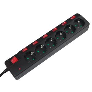 LogiLink LPS233 Verlängerungskabel 1,5 m 6 AC-Ausgänge Drinnen Schwarz