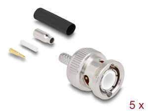 DeLOCK BNC Stecker zum Crimpen RG-174 / RG-316 mit passendem Schrumpfschlauch