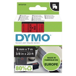 DYMO Original D1-Etikettenband | schwarz auf rot | 9 mm x 7 m | selbstklebendes Schriftband | für LabelManager-Beschriftungsgerät