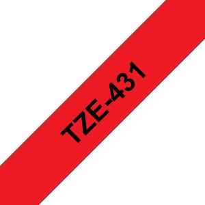 Brother TZE-431 Etiketten erstellendes Band Schwarz auf rot