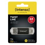 Intenso Twist Line USB-Stick 64 GB USB Type-A / USB Type-C 3.2 Gen 1 (3.1 Gen 1) Anthrazit