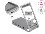DeLOCK Tablet und Notebook Dockingstation 4K mit integrierter Halterung - HDMI / USB / Hub / SD / Micro SD / PD 3.0 - klappbar