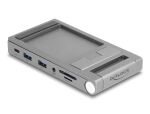 DeLOCK Tablet und Notebook Dockingstation 4K mit integrierter Halterung - HDMI / USB / Hub / SD / Micro SD / PD 3.0 - klappbar