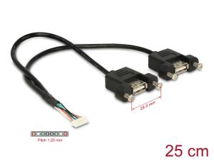 DELOCK USB Kabel Pinheader 8Pin -> 2x A Bu/Bu 0.25m
