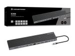 Conceptronic DONN32B 14-in-1 MST-Dockingstation USB 3.2 Gen 1, HDMI x2, DisplayPort, Gigabit-LAN, USB-A 5Gbps x3, USB-C 5Gbps x2, SD-Kartenleser, MicroSD/TF, 3,5-mm-Headset-Anschluss, Sicherheitssteckplatz, 100W USB Power Delivery