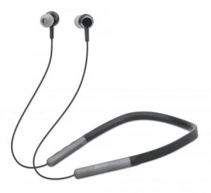 Manhattan Sound Science In-Ear Bluetooth-Sportheadset mit Nackenbügel, Bluetooth 5.0 + EDR, In-Ear-Design, omnidirektionales Mikrofon, integrierte Bedienelemente, schwarz