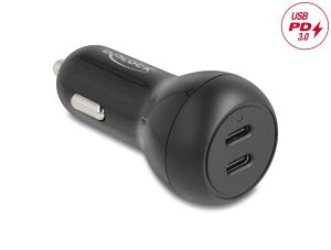 DELOCK Kfz Ladeadapter 2x USB Type-C PD 3.0 mit 40W