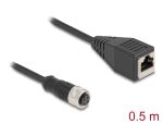 DELOCK M12 Adapterkabel D-kodiert 4 Pin Bu zu RJ45,Bu 50 cm