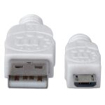 Manhattan Hi-Speed USB Micro-B Anschlusskabel, USB 2.0, Typ A Stecker - Micro-B Stecker, 480 Mbps, 1,8 m, weiß